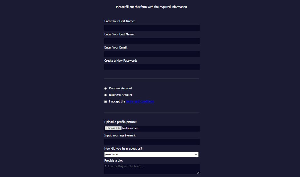 registration form